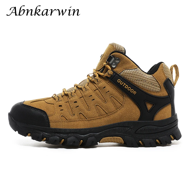 Mens Outdoor Suede Leather Boots For Hiking Trekking Shoes Mountain Climbing Camping Sneakers