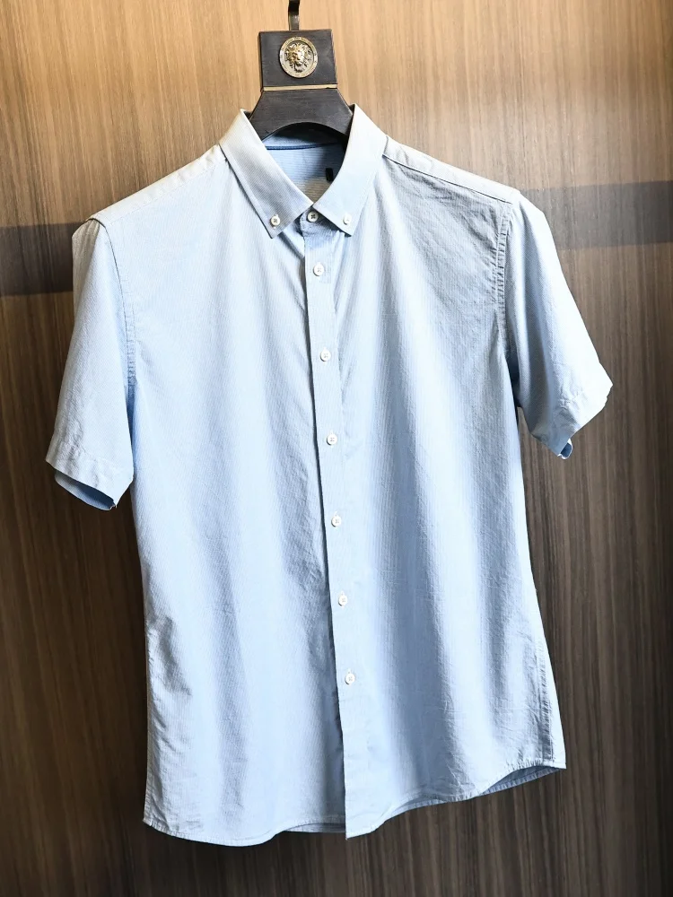 

Business Casual Men's Short Sleeve Shirt Breathable Skin-friendly Floral Embroidery Standard Fit Summer Fashion Youth Wear