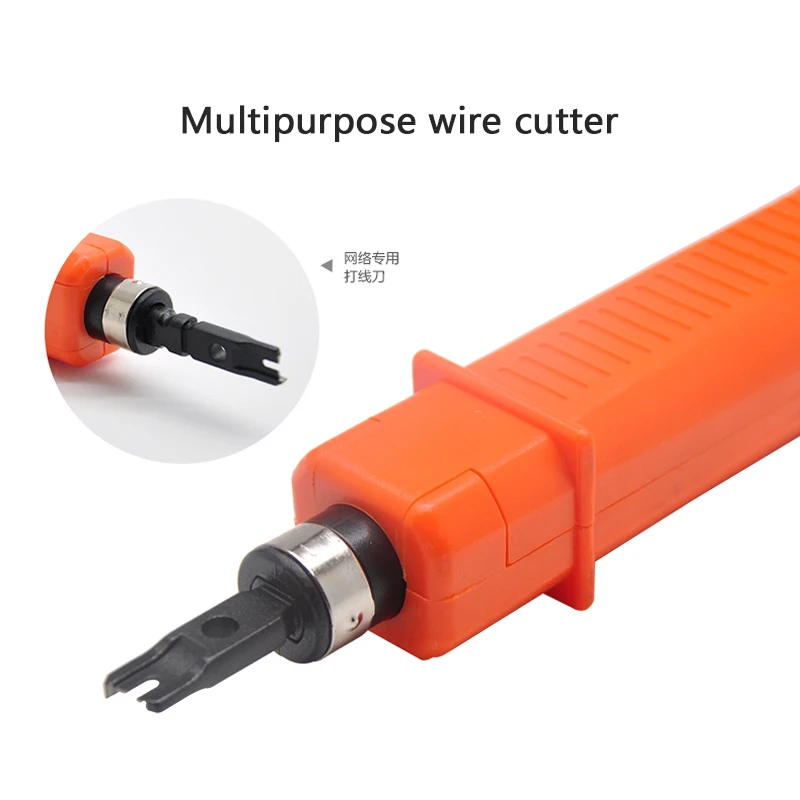 Network RJ45 RJ11 Cable Crimper Wire Cut Off Impact Punch Down Tool Impact Punch Down Insert & Cut Cable Termination Tool