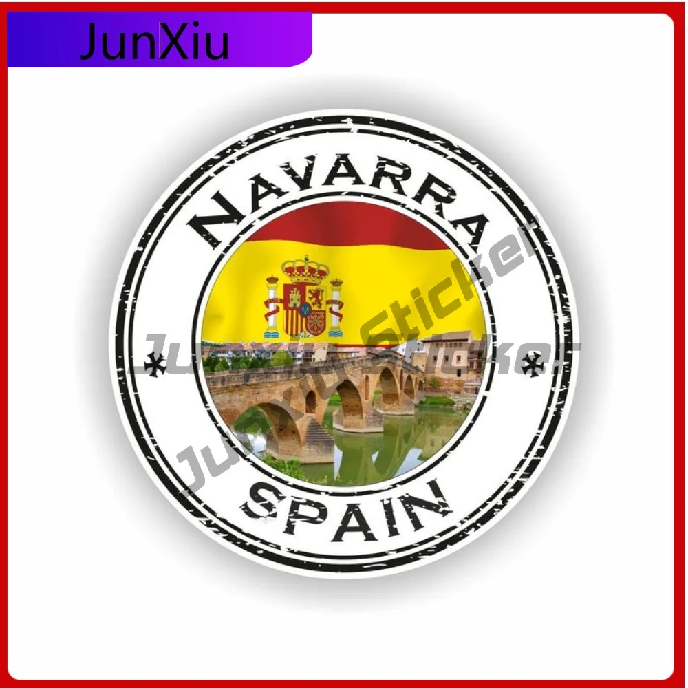 

Navarra Spain Seal Cool Laptop Waterproof Decoration Graphic Sticker Round Truck Unique Decoration Truck Accessory Decoration