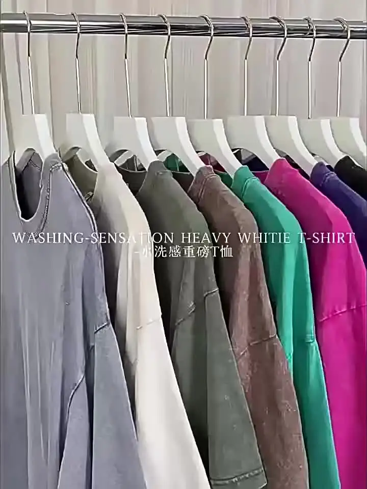 230G Cotton American Large Size T Shirts Men Summer Vintage Clothes Washed Tees Casual Short Sleeve Basic Male Tops