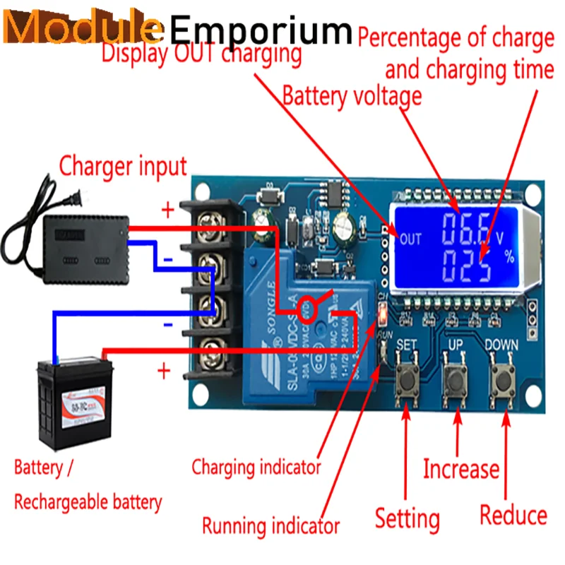 XY-L30A LCD Display Time Switch DC 6-60v 30A Placa De Proteção Carregador Bateria De Armazenamento Módulo De Controle De Carregamento