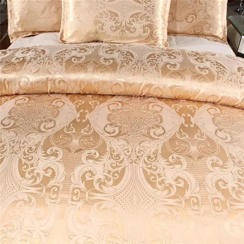 Bedding Set Queen King Size Duvet Cover Silky Bed Linens Quilt High Quality Luxury Gold Colour 2/3pcs Comforter