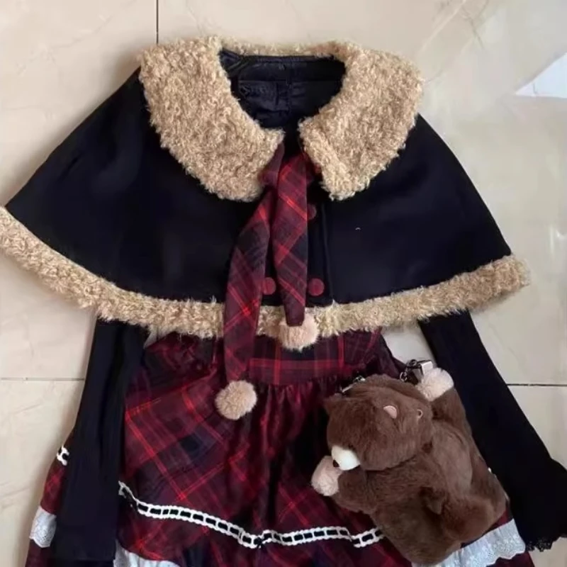 2025 شتاء جديد عيد الميلاد جو المرأة مجموعة أفخم معطف الرأس وهمية قطعتين منقوشة الربط فساتين قطعتين مجموعات السيدات #3