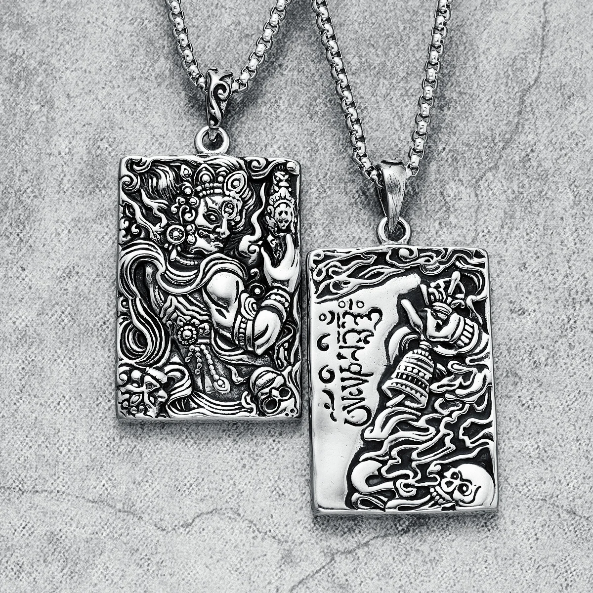 Ancient Exorcism Pendant Patronus Necklace Stainless Steel Retro Mythical Amulet Tag Men Chain Punk Rock Male Biker Jewelry Gift