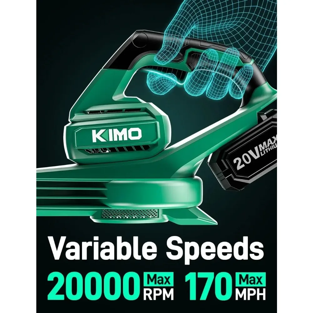 K I m o. เครื่องเป่าลมไร้สายพร้อมแบตเตอรี่และที่ชาร์จแบตเตอรี่2X2.0หลอดขยายเครื่องเป่าใบไม้ไร้สายทรงพลังน้ำหนักเบา
