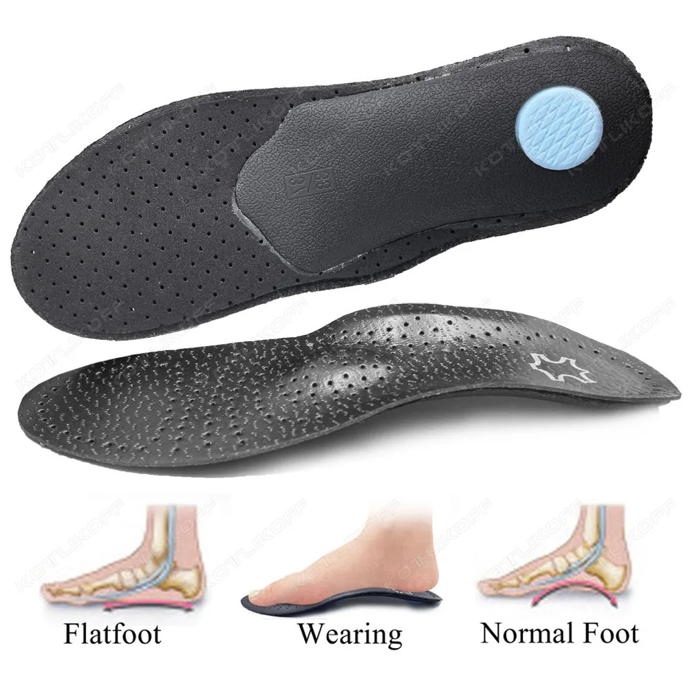 

Leather Orthotic Insole For Business Shoes Deodorization Breathable Flat Feet Arch Support O/X Leg Prevention Orthopedic Insert