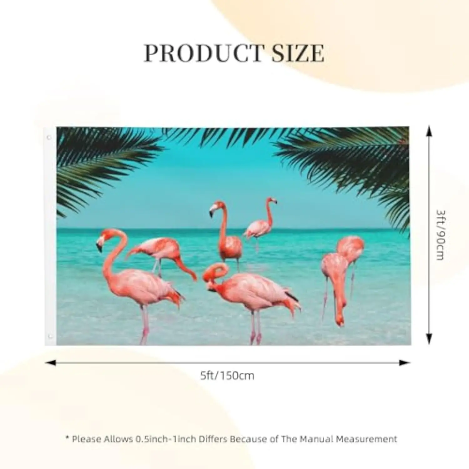 Flamingos Standing on Beach Flag Durable Polyester Garden Banner Outdoor Indoor Decor