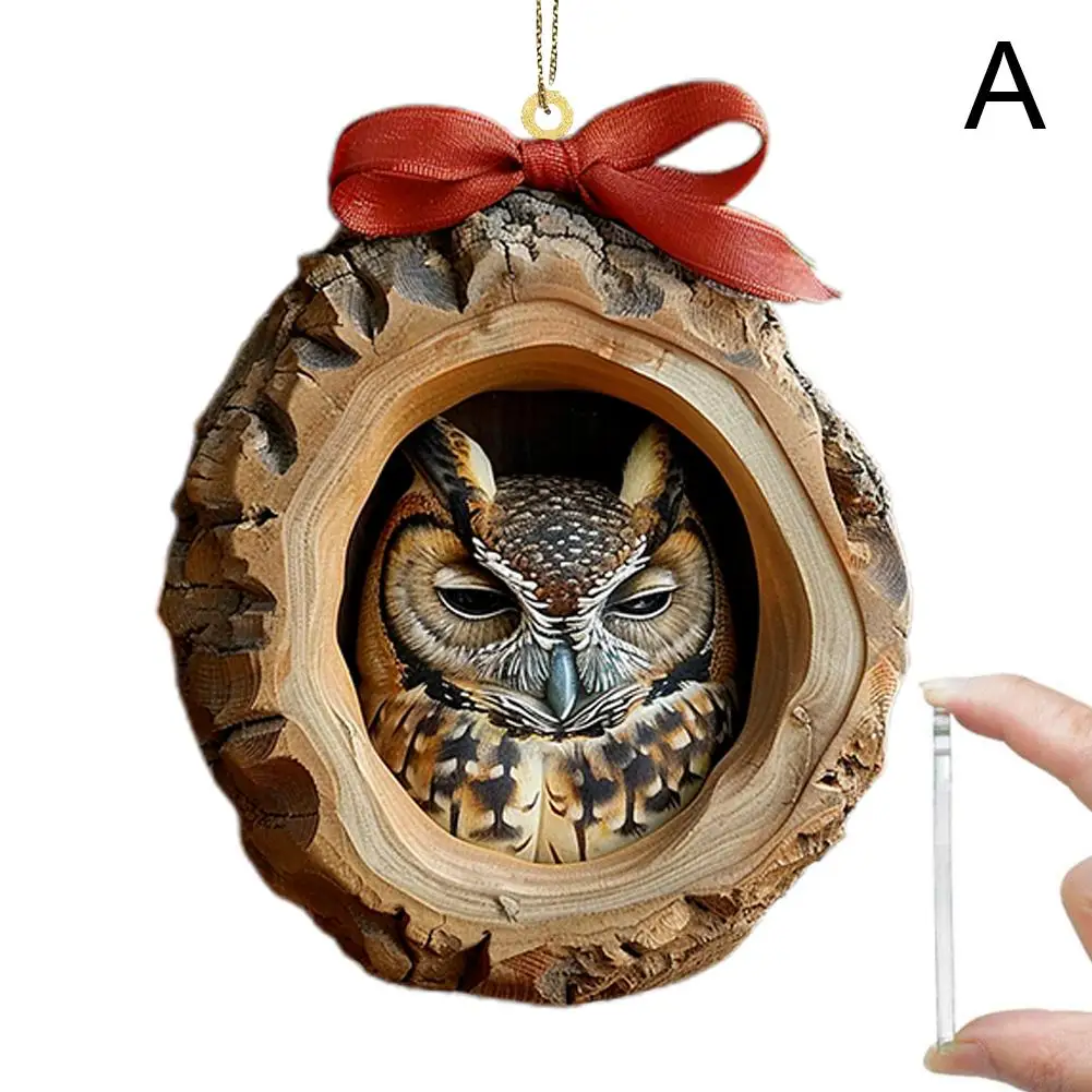 Ornamento de natal animal, árvore de natal padrão animal ornamento acrílico 2d, decoração animal da floresta para árvore de natal d j1a3