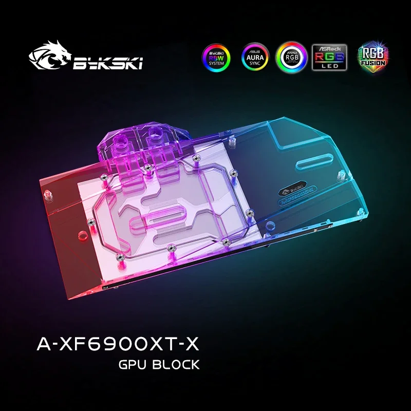 Bykski A-XF6900XT-X Water Block Use for XFX Radeon RX 6900 XT Speedster Merc 319 GPU Card / Full Cover Copper Radiator Block