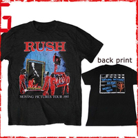 The 2025 Summer New RUSH Moving Pictures Tour Breathable Pure Cotton High-quality Fashionable Casual Men's Graphic Print T-shirt