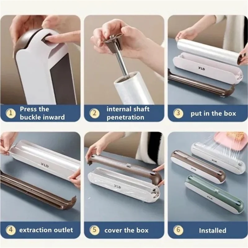 Kitchen Tin Foil Plastic Wrap Cutter Household Storage Rack Plastic Wrap Sleeve Magnetic Suction Cup Plastic Wrap Cutting Box