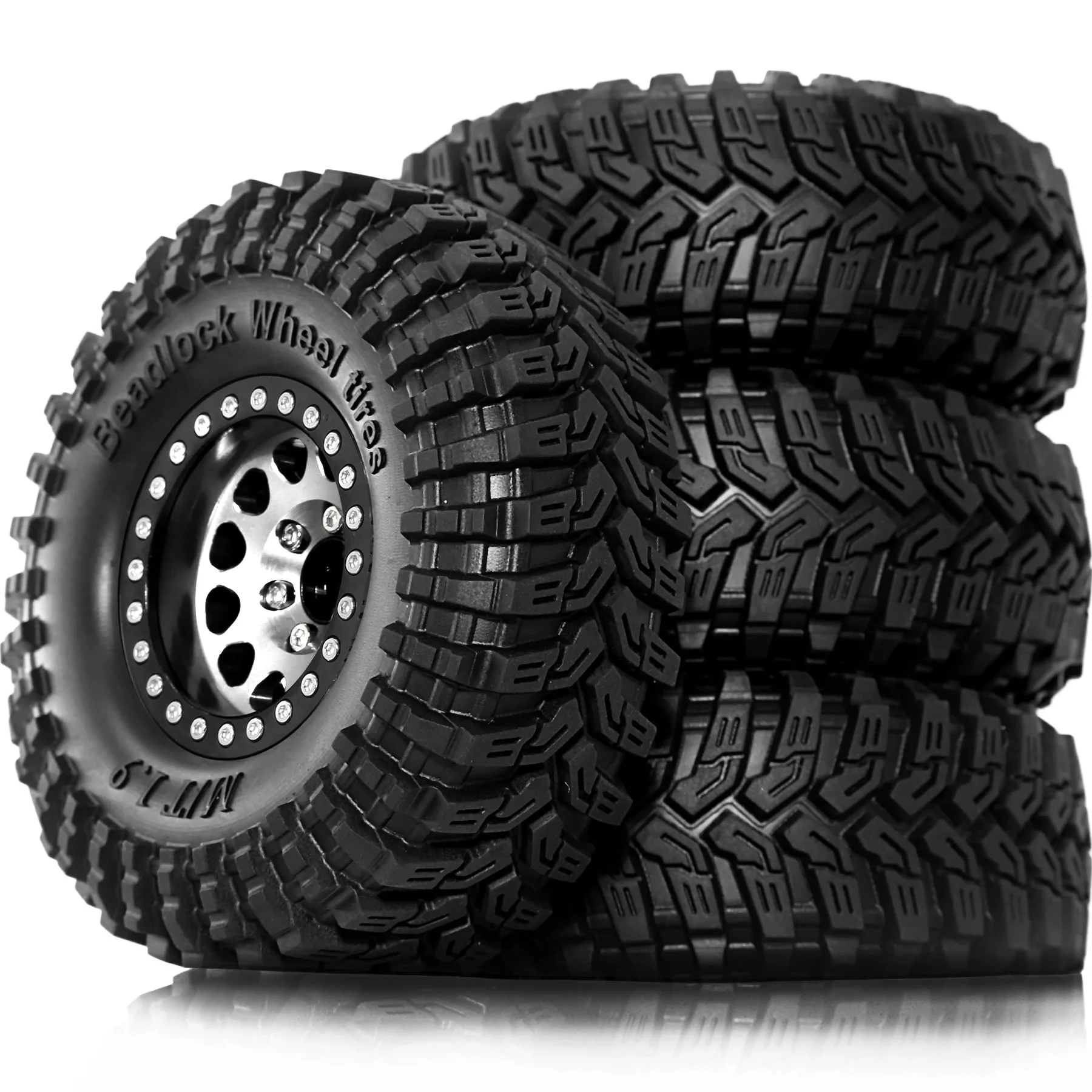 ล้อและยางแบบ Beadlock ขนาด 1.9 นิ้ว 4 ชิ้น ออฟเซ็ตขอบล้อ -8.9 มม. ขนาด OD 4.53 นิ้ว สำหรับรถบังคับวิทยุ 1/10 RC Crawler รุ่น TRX4 TRX6 SCX10 90046 CC01 D90 D110