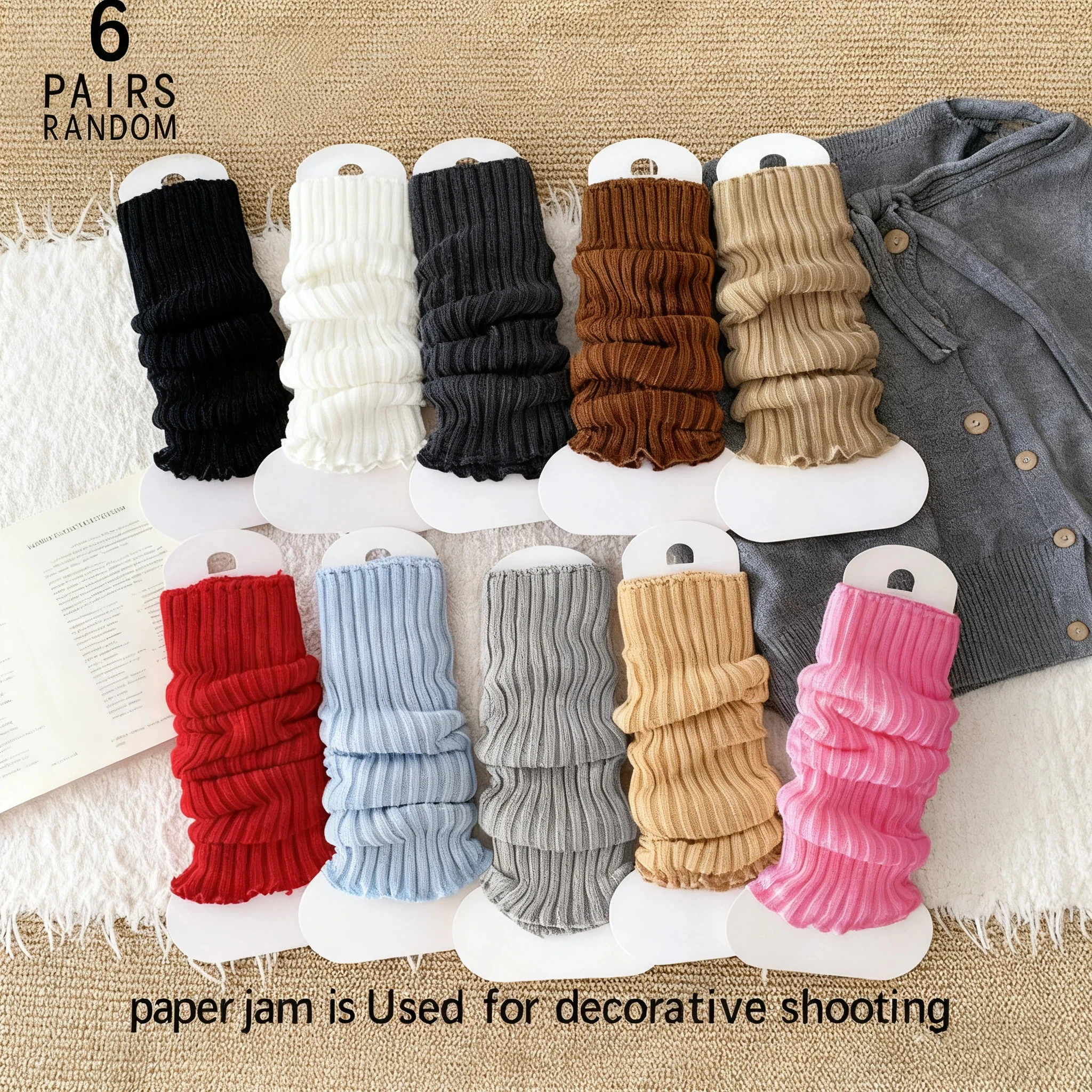 

6 пар случайных осенне-зимних модных женских однотонных носков в вертикальную полоску, теплые защитные носки в стиле Y2K