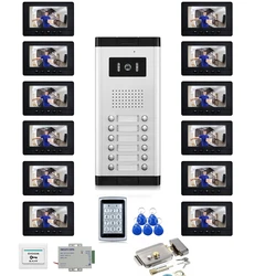 2/3/4/5/6/8/10/12 Lines Apartments Home Video Intercom with Rfid Access Contro Camera Video Door Phone 7 Inche Monitor