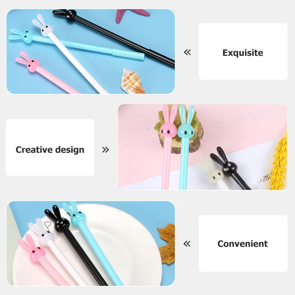 24Pcs Rabbit Gel Pens Long Ear Cartoon Bunny Ink Pens Smooth Writing Student School Supplies Tools