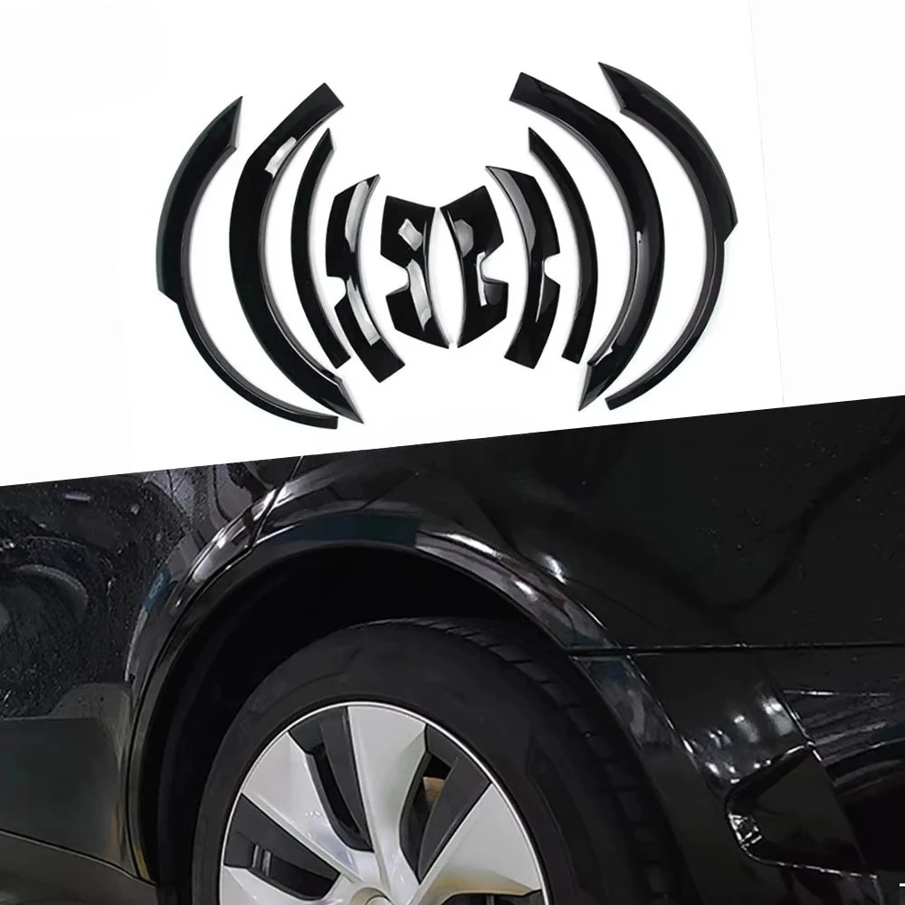 

ABS Gloss Black Bumper Side Wide Body Wheel Eyebrow 10Pcs/Set Car Protect For Tesla Model Y 2021+ Car Styling