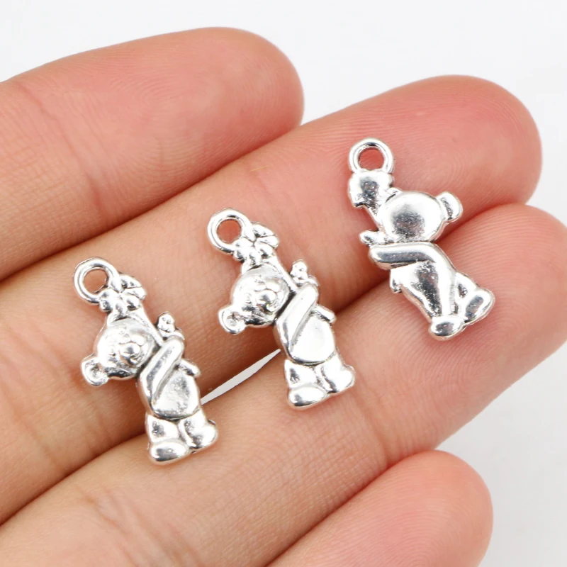 20pcs 19x10mm Antique Sliver Plated Cute Bear Handmade Charms Pendant:DIY Jewelry Making Findings for bracelet necklace