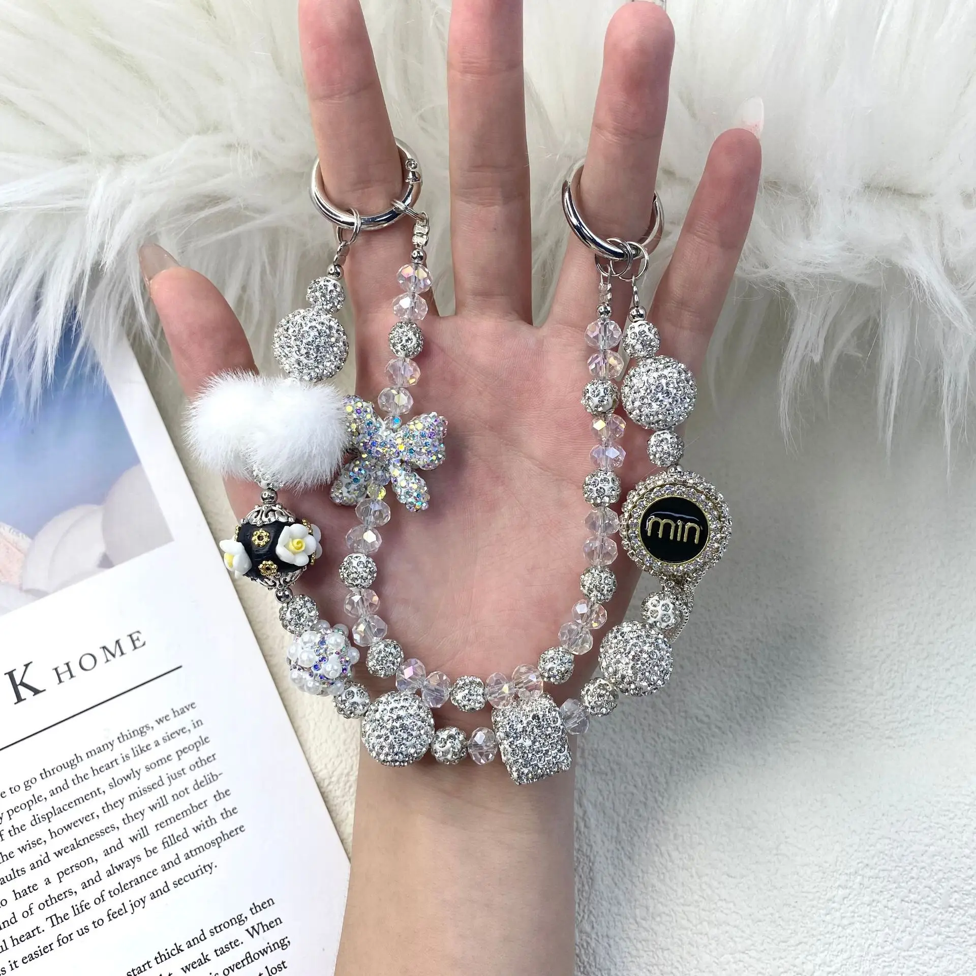 

Модная роскошная подвеска-цепочка для телефона с блестящими бусинами, короткий ремешок для сумок, ключей, аксессуары