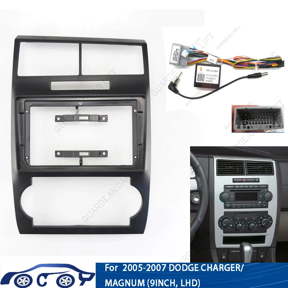 

9Inch Car Radio Fascias For Dodge Charger Magnum 2005-2007 Android Stereo Frame Player 2 Din Panel Dash Trim With cable canbus