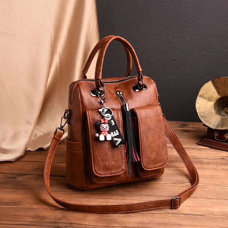 3-in-1 Women Backpacks Vintage Female Shoulder Bags Soft Leather Back Pack Ladies Travel BagPack Luxury Bag For Girls Mochila