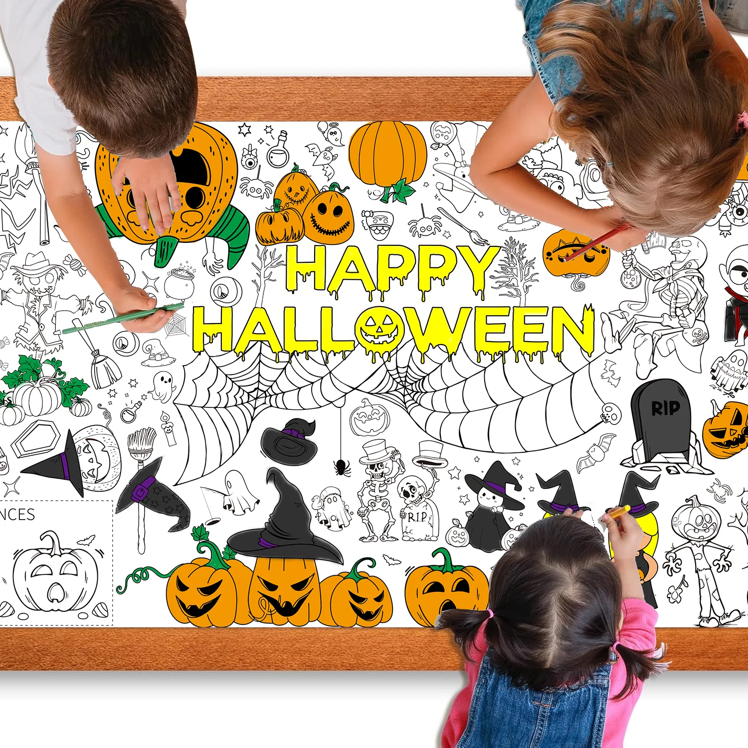 Libri da colorare di compleanno per bambini Regalo Castello Grande da colorare Halloween Natale Poster Tovaglia da colorare per giocattoli per bambini