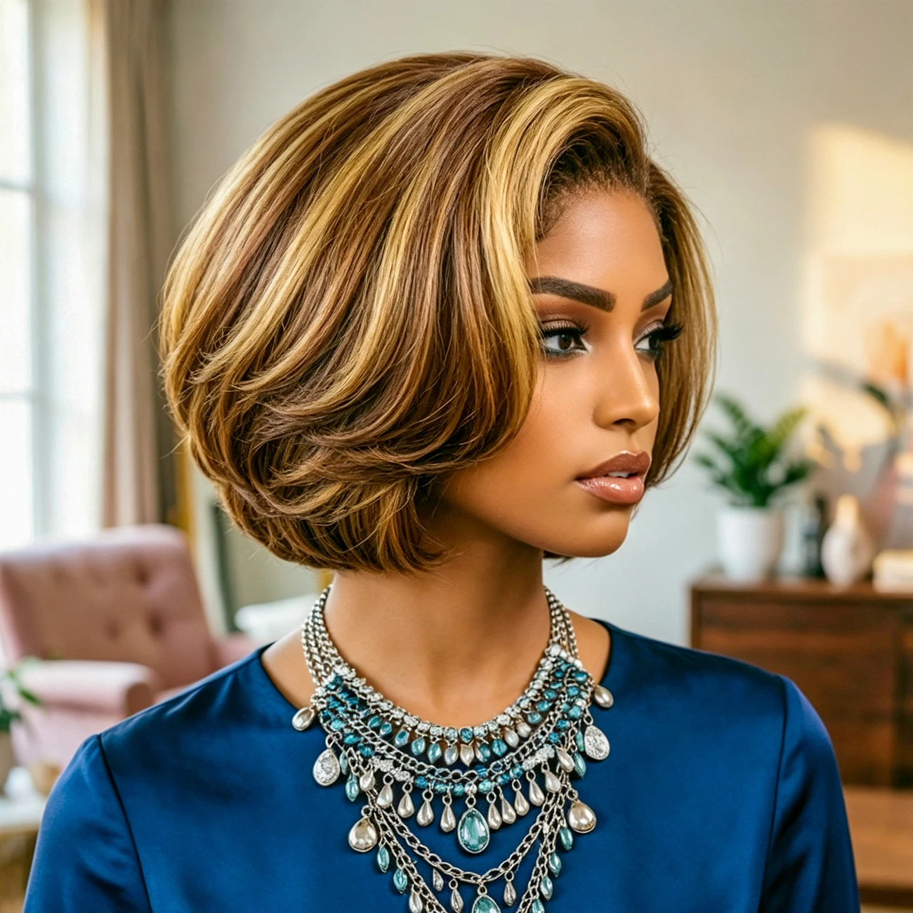 P427 Mix Colored Highlight Short Bob Straight Wig  Human Hair 13x4 Transparent Lace Frontal Wigs Pre Plucked For Women Daily Par