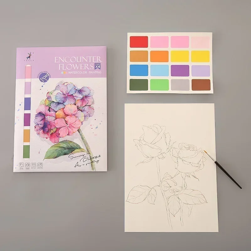 Children Watercolor Painting Book 4 Style Gouache Graffiti Picture Coloring Books Kids Drawing Notebooks Stationery Gifts