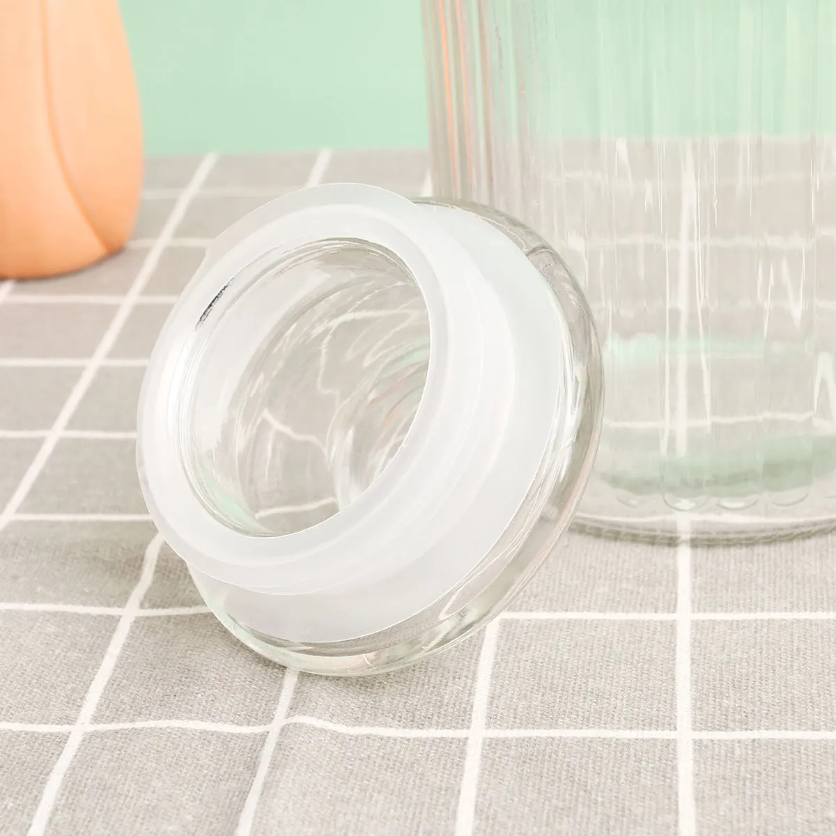 

950ml Thicken Glass Canister Airtight Sealed Food Storage Jar for Tea Coffee Nuts Grains Cereal Kitchen Pantry Organizer