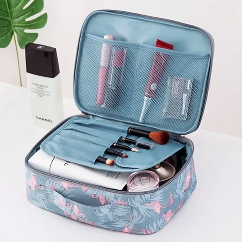 Portable Travel Makeup Bag Waterproof Multi Compartment Multifunctional Cosmetic Make Up Toiletry Organizer for Women and Girls