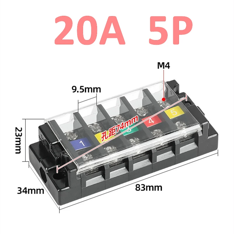 TA Multi-Positie Snel Klemmenblok 20A/60A Multi-In en Multi-Out Connector Messing Aansluitklemmenblok voor Elektronica