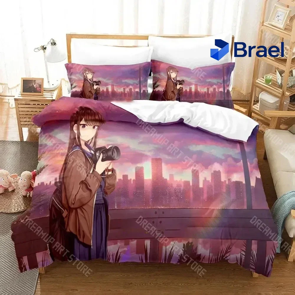 Exquisite 3D Print Komi Can't Communicate Bedding Set Boys Girls Twin Queen Size Duvet Cover Pillowcase Bed Kids Adult Home Text