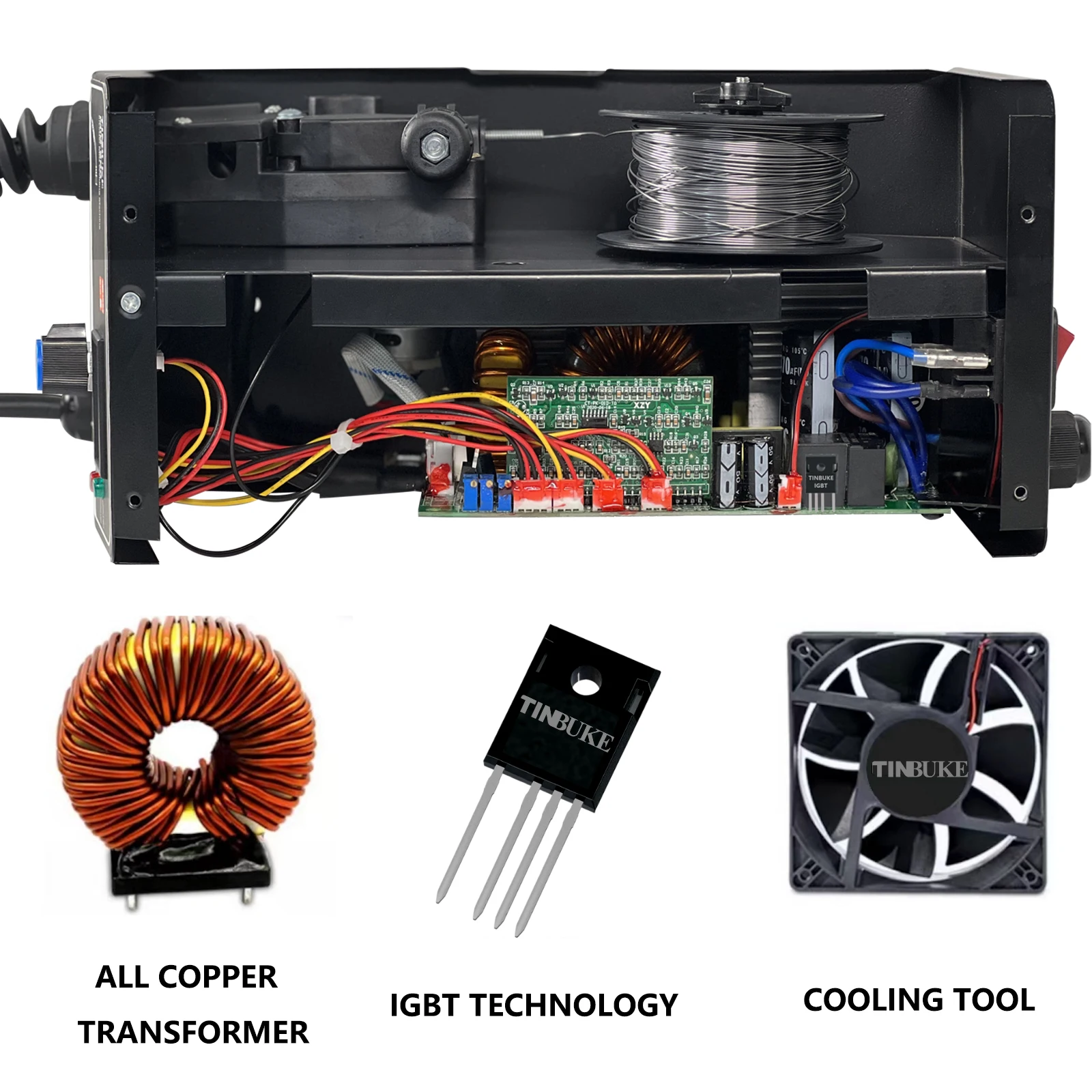 TINBUKE MIG Welding Machine 220V Inverter Magnetic Core Welding Wire MIG200 AC Current Mode Control With Accessory Tools