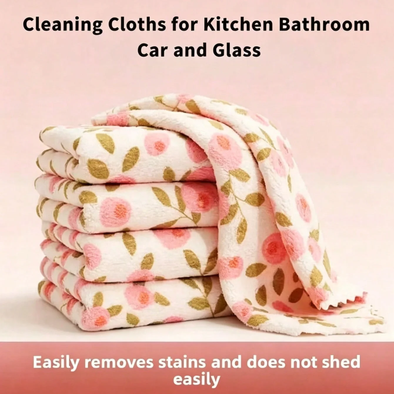Coral Fleece Cleaning Cloths, High Absorbency Towels, Quick-Dry Multi-Purpose Wiping Rags, Suitable For Kitchen, Bathroom, Car, Floral Pattern Square Cleaning Cloths, Cleaning Supplies, Bathroom Accessories, Travel Essentials, Home Goods