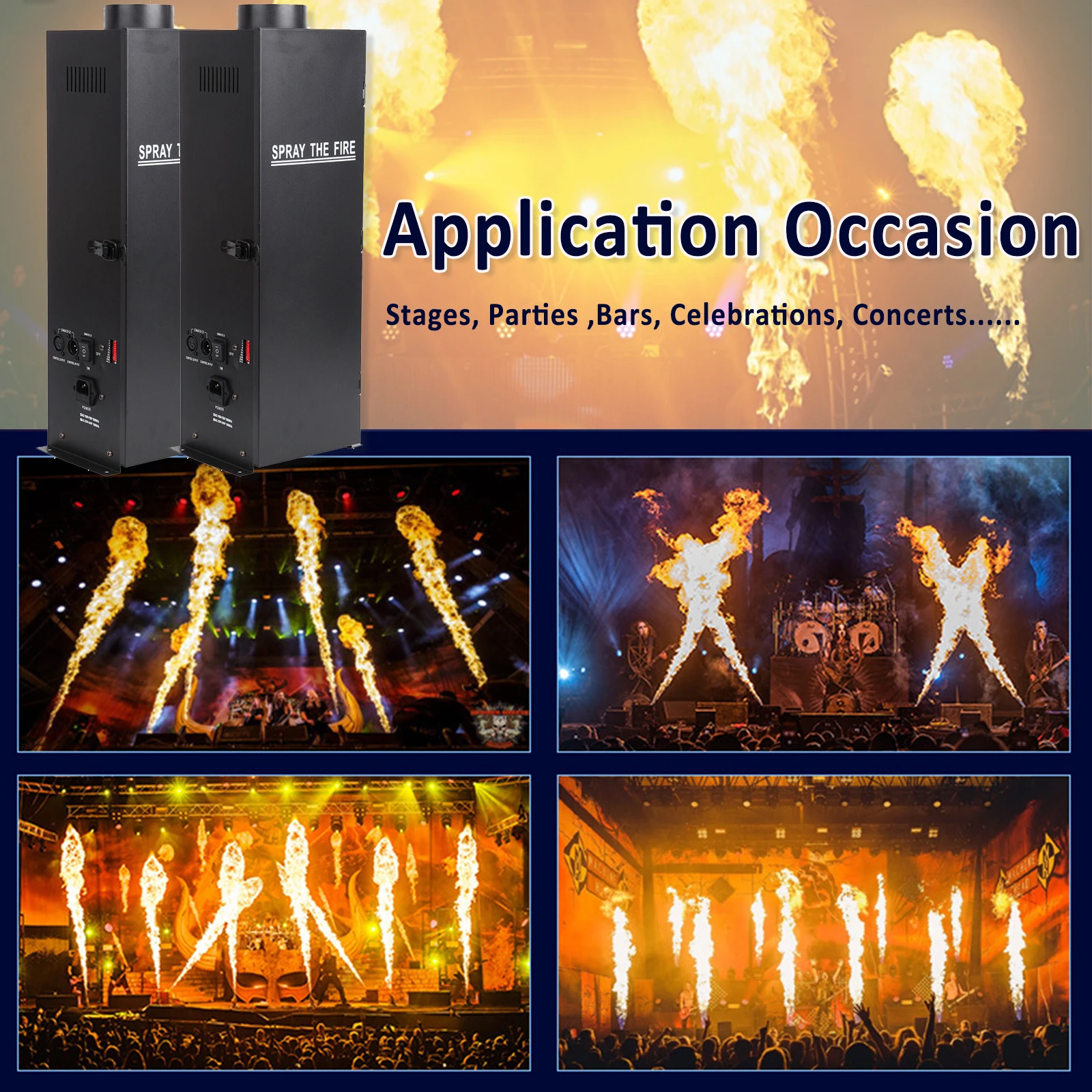 Imagem -03 - Stage Projector Machine Dmx Fire Spray Effect Lança-chamas Festa Navio da ue 200w dj