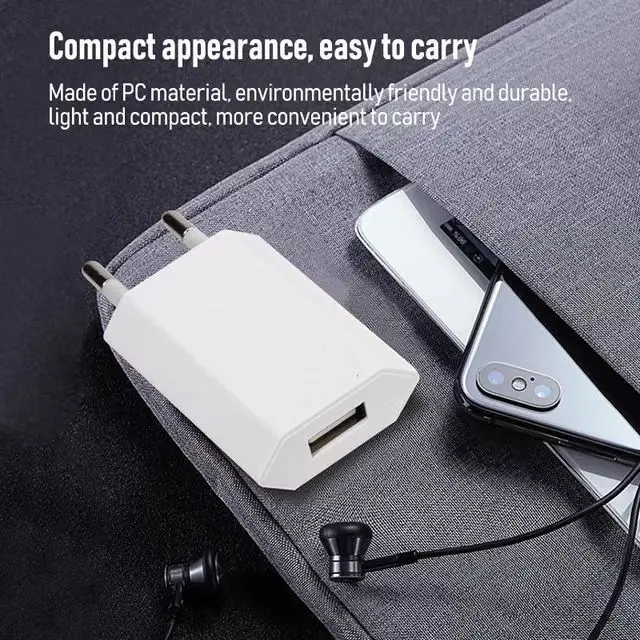 2-5PCs 5V 1A Eu AC Home Travel USB Wall Charger Power Adapters For IPhone 6 7 8 plus x xr 11 12 13 14 Samsung htc Android phone