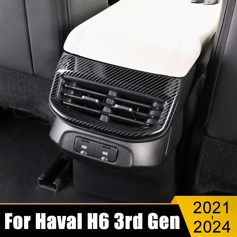 

For Haval H6 3rd Gen 2021 2022 2023 2024 GT PHEV Car Rear Seat Console Air Conditioner Outlet Frame Cover Trim Garnish Sticker