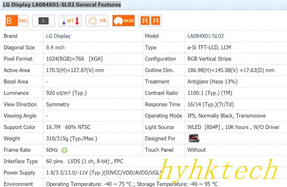 LA084X01-SL01 8,4-Zoll-LCD-BILDSCHIRM, neu und original auf Lager