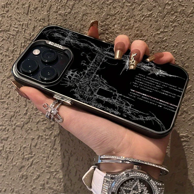 

Retro black and white mysterious pattern phone case suitable for iPhone17 16 15 14 13 12 11Pro/Max/Plus anti drop and shockproof