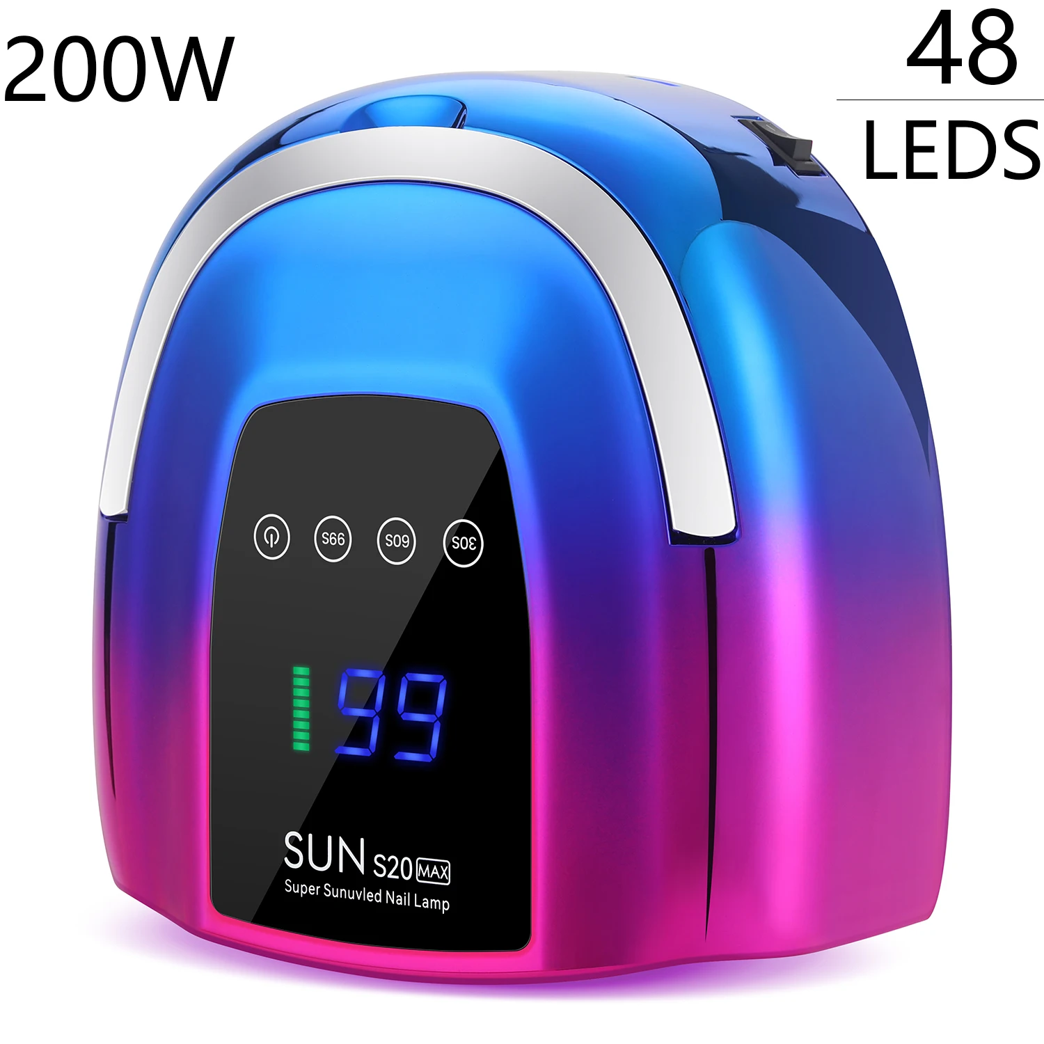 200W Rechargeable UV LED Nail Lamp Cordless Nail Dryer with 3 Timer Settings and Smart Sensor for Home & Salon to Curing All Gel
