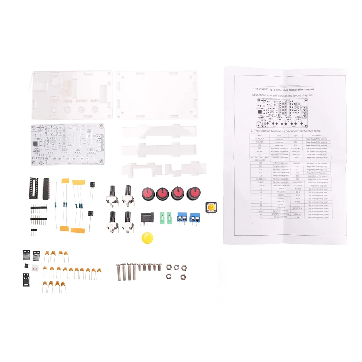 A93Z MAX038 Signal Generator DIY Kit 1Hz-20MHz Function Generator High-Speed Op-Amp Generator Sine/Rectangular/Sawtooth