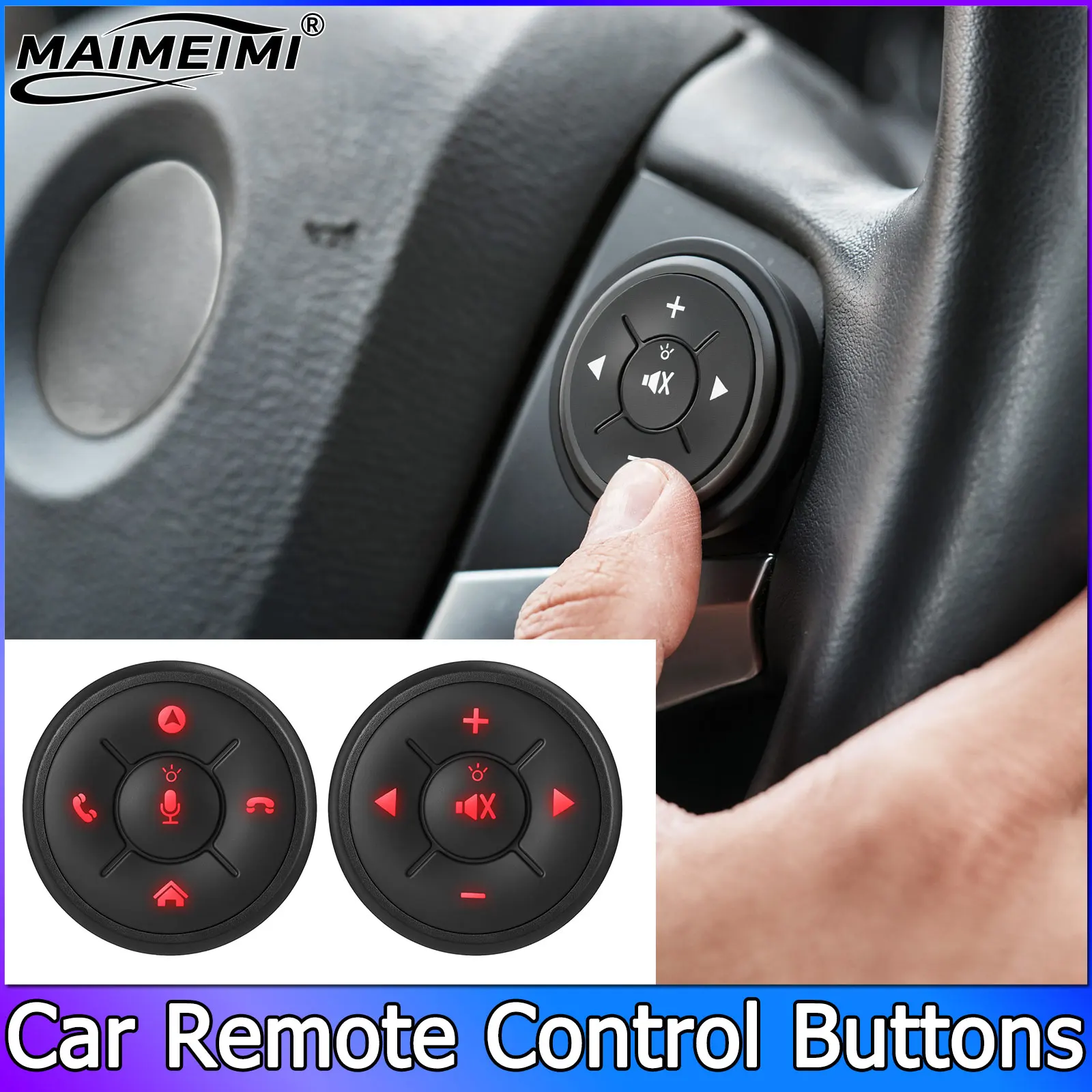 2pcs/set Wireless Car Steering Wheel Control Button Volume 10 Key Music GPS Navigation Radio Remote Controller Switch Wheel