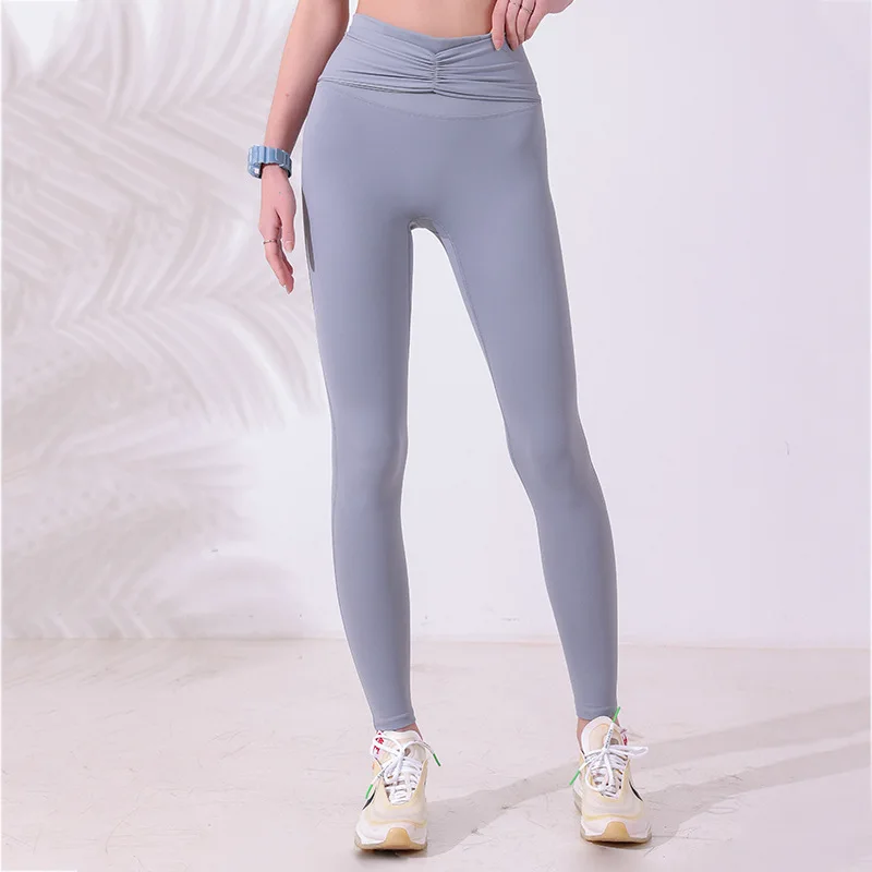 Leggings de yoga avec logo de marque pour femmes, leggings de levage audihip, pantalons courts plissés auditiXI, pantalons de course fitness