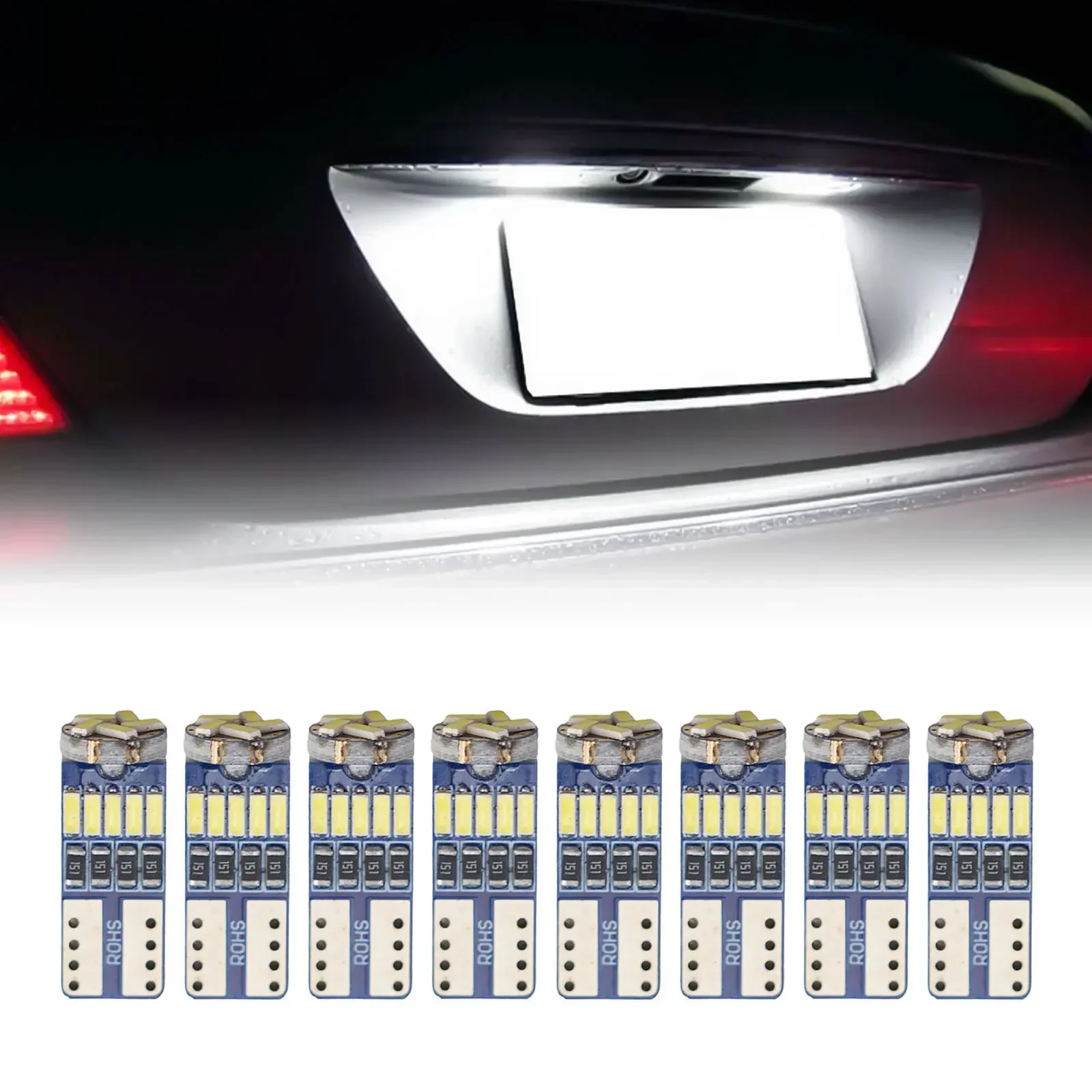 

8pcs LED W 5W CANBUS Car Interior Lighting Glass Base Light Lamp 12V White Dome Reading License Plate Light Signal Lamp