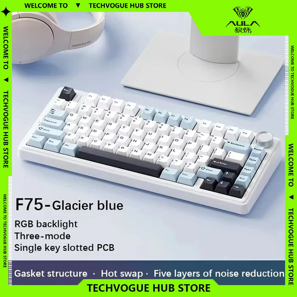 

AULA F75 Wireless Mechanical Keyboard Bluetooth 2.4G Hot Swap 3 Mode Gamer Keyboard RGB Backlight Customized Gaming Keyboard