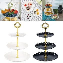 1Pcs 3 Layer ABS Plastic White/black Cake Stand Fruit Small Size Plate Tray Display Birthday Party Dessert Wedding