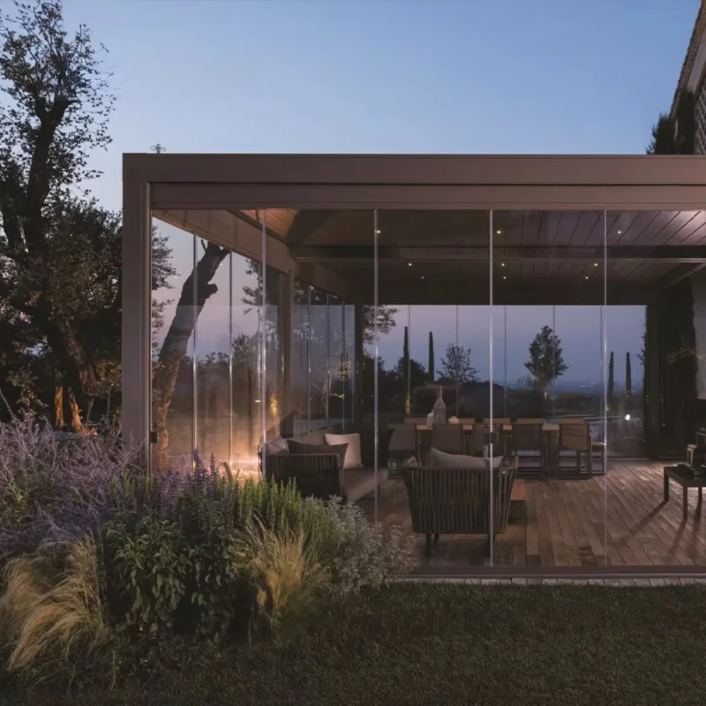 Aluminum Bioclimatic Pergola Gazebo, Waterproof Louvered Roof System, Outdoor Garden Patio Canopy Kit