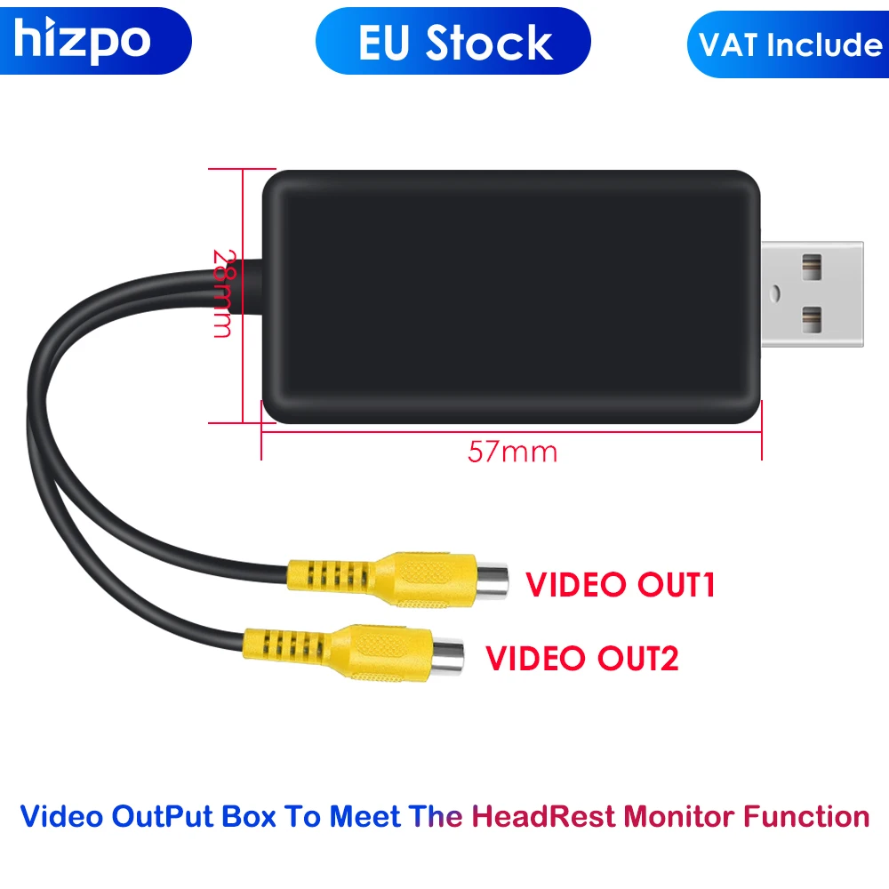 Video OutPut Adaptor For Multimedia HeadRest Monitor Function (Only Fit Hizpo Car DVD Navigation GPS)