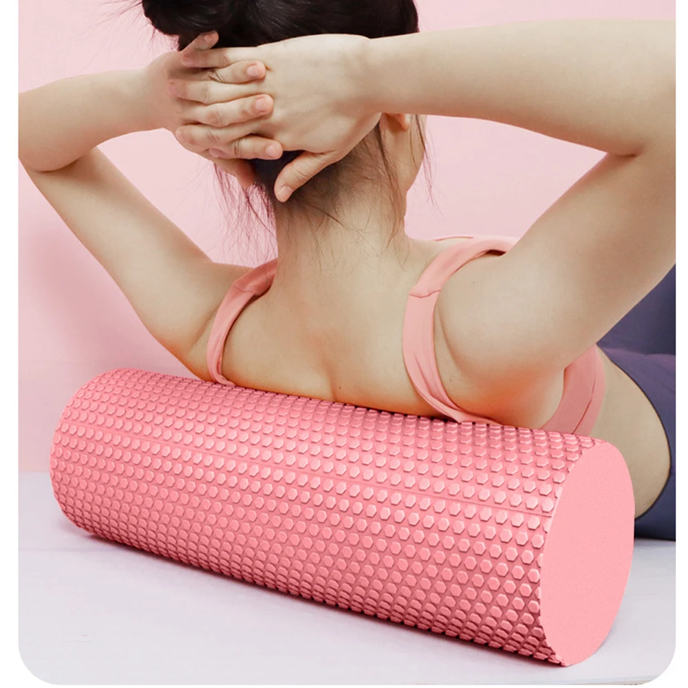 Yoga Roller Round EVA Foam Cylinder Hexagonal Roller for Pilates Exercise Enhanced Home Workouts Diameter 9.5cm Length 45cm