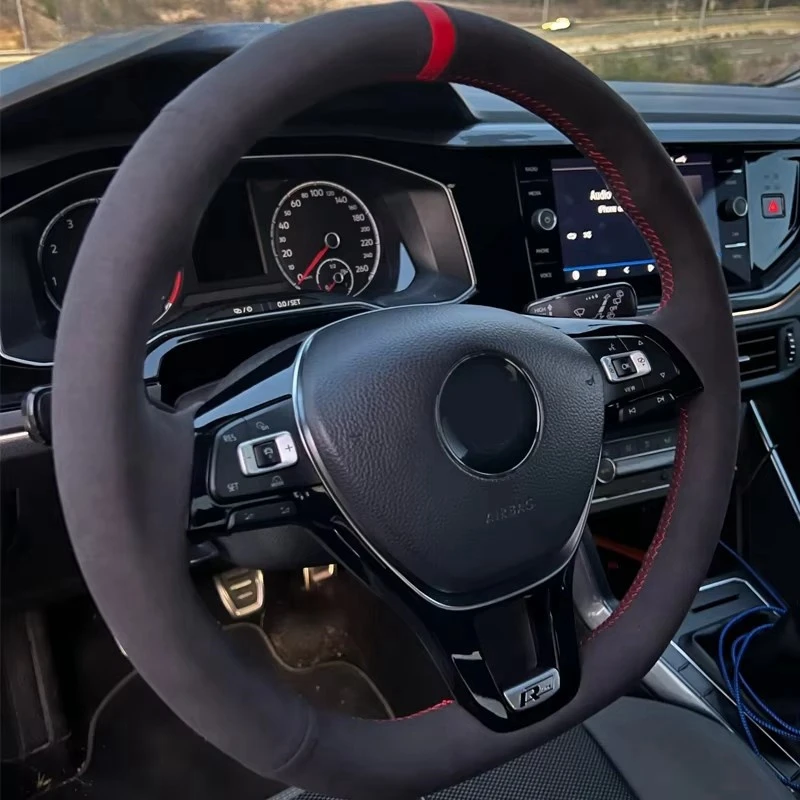 Soft Suede Leather Braid Car Steering Wheel Cover For Volkswagen Golf 7 VW Mk7 New Polo Jetta Passat B8 Steering Wheel Braid